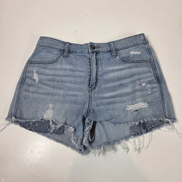 aerie women's shorts chambray cut off decroative pockets medium - Picture 1 of 8